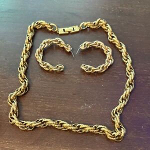 Elegant Gold Chain Necklace and Earring Set